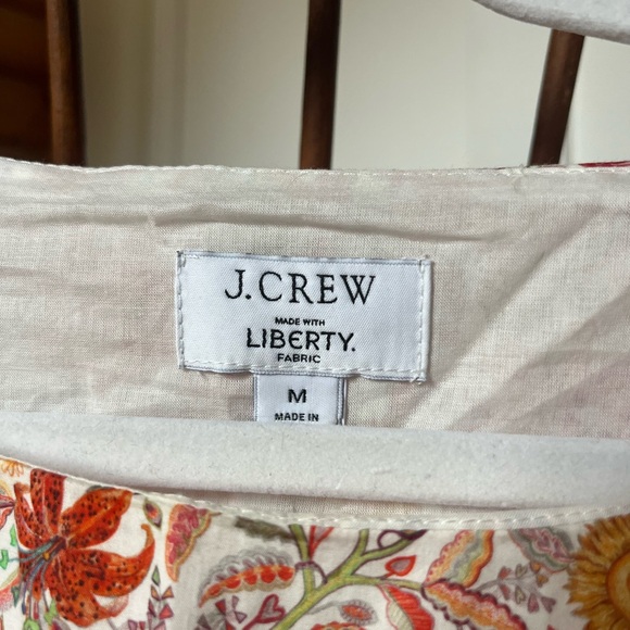 J.Crew Liberty London Floral Crop Long Sleeve Top - Pink Orange Yellow - Picture 2 of 4